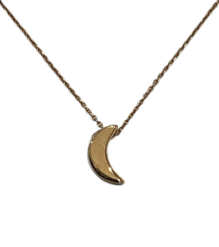 3D Moon Necklace - Gold-plated Sterling Silver