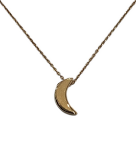3D Moon Necklace - Gold-plated Sterling Silver