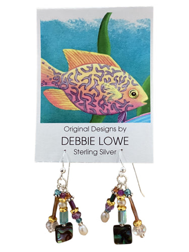 Abalone Mosaic Earrings - Purples
