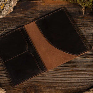 Genuine Leather Passport Holder Case - Dark Brown