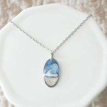 Custom Sand Necklace Wave Oval - Silver