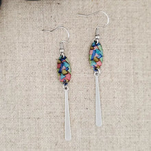 Alcohol Ink Stainless Steel Thin Drop Earrings