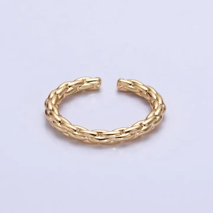 Dainty Rope Adjustable Thin Open Ring  - Gold