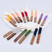 Resin Wooden Stick Pendant Earrings - Rectangle