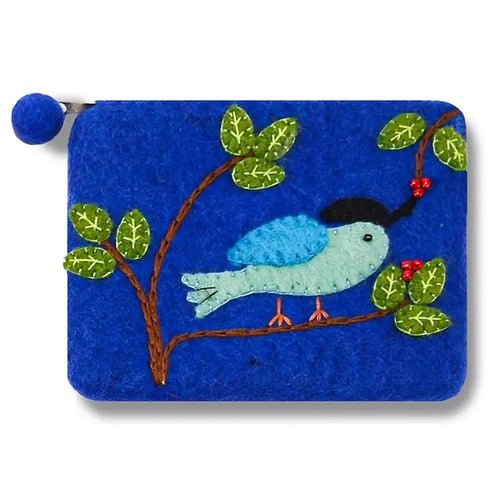Bird On the Branch  Coin Purse - Royal Blue
