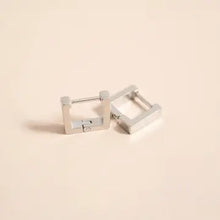 18K Gold Pvd Stainless Steel Square Huggie Earrings - Stainless