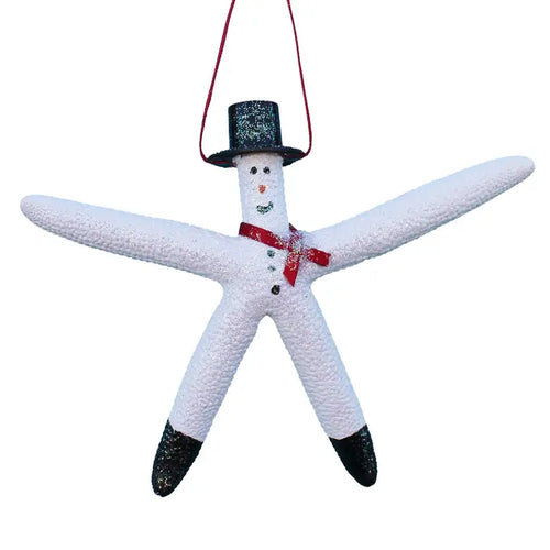 White Finger Starfish Snowman Ornament