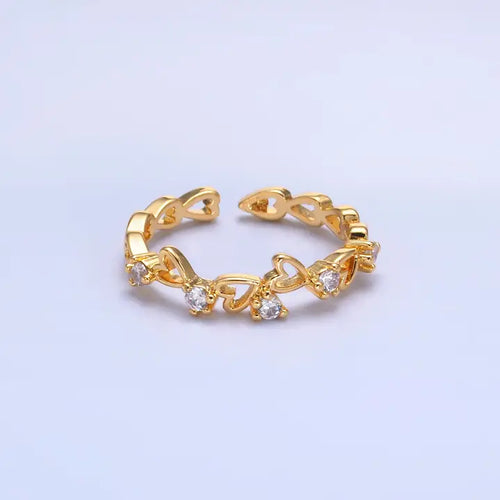 Dainty Open Heart Ring in Gold with Micro Pave Cubic Zirconia Stone