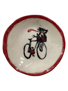 Dog on Bike Dish - Red/Black