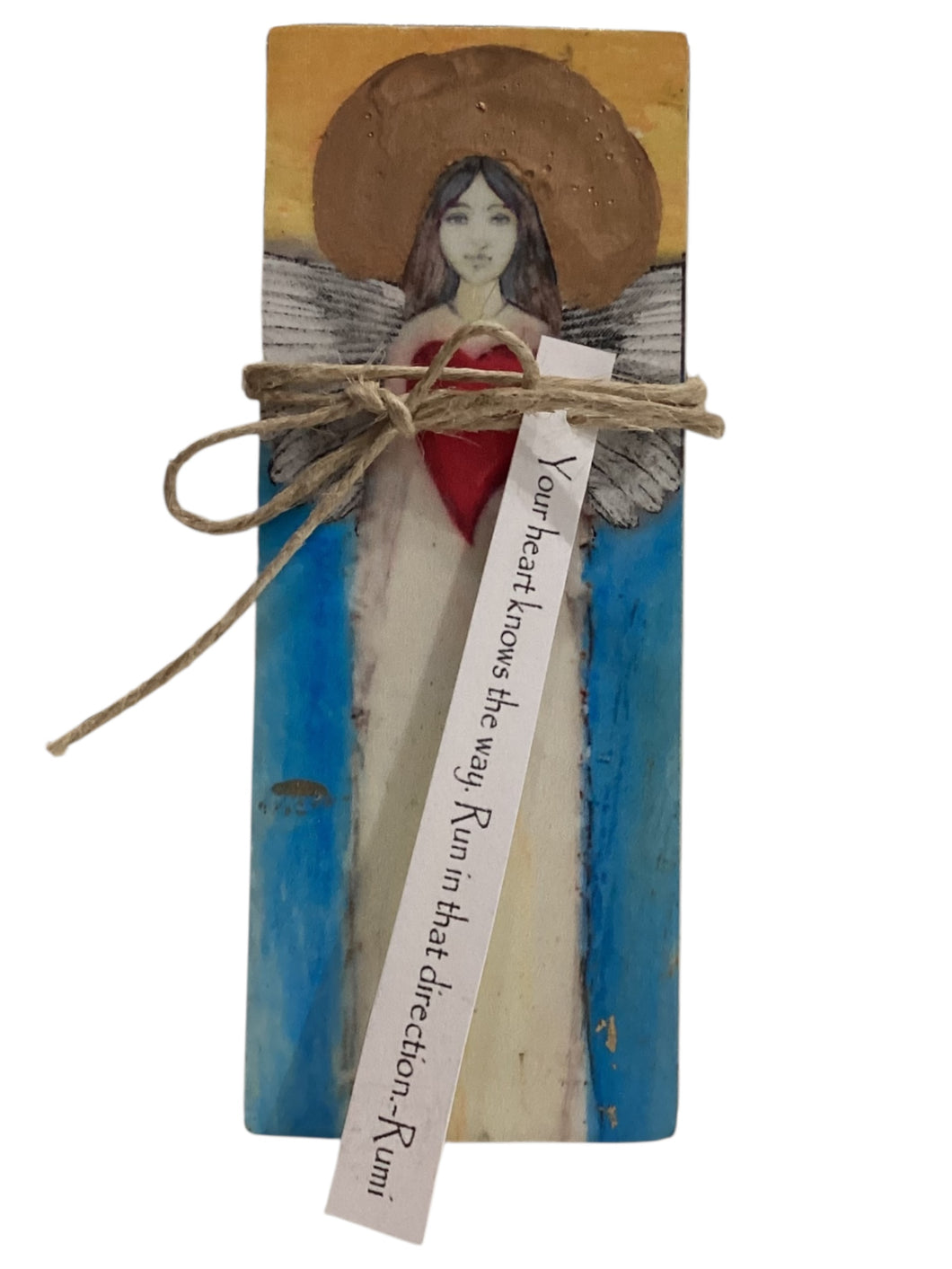 Small Wood Block Angel - Your heart knows the way. Run in that direction. – Rumi