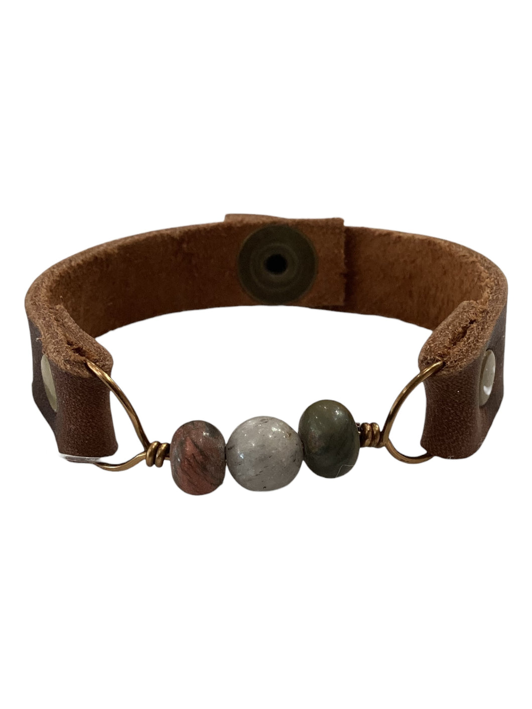 Genuine Leather & Natural Stones Bracelet