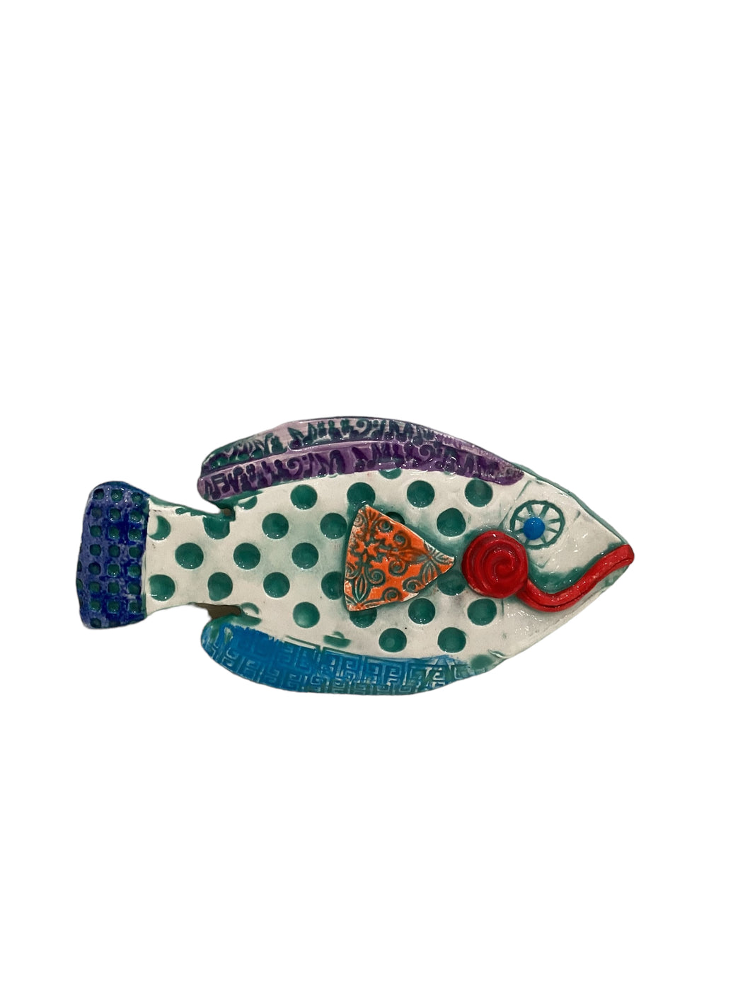 Ceramic Fish - Green Poka Dot