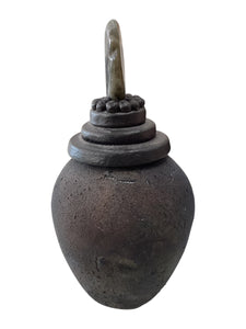 Raku Fired Lidded Vessel with Labradorite