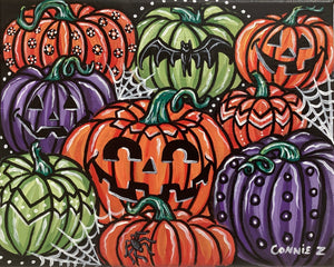 Halloween Pumpkins with Bat & Spider