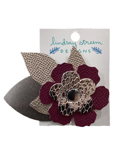 Leather Flower Brooch