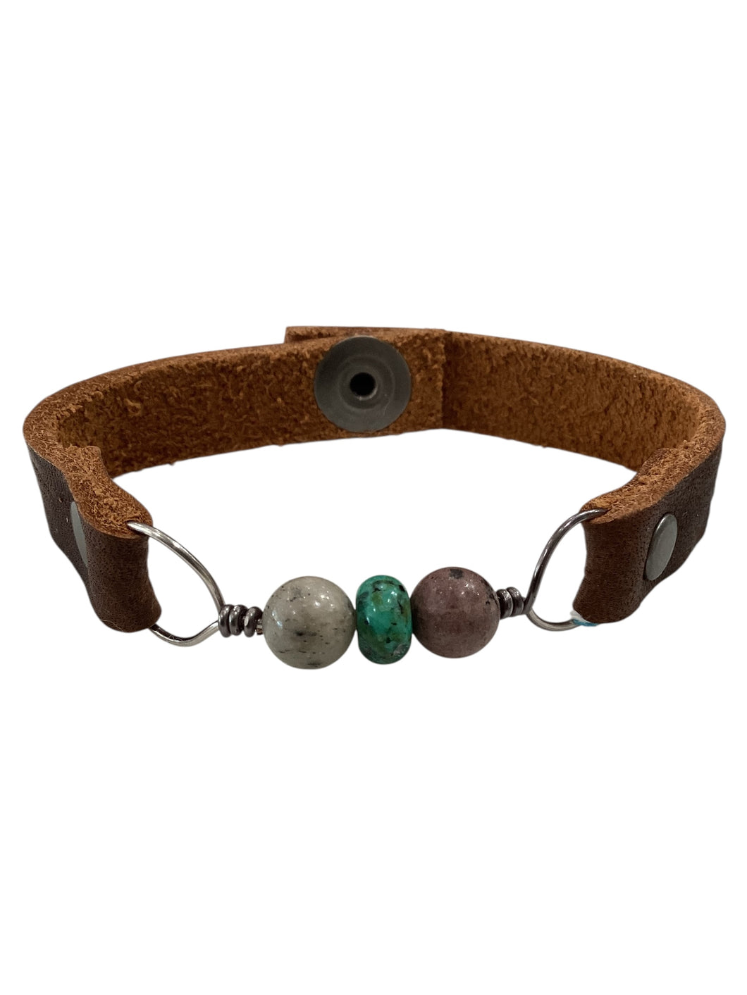 Genuine Leather & Natural Stones Bracelet