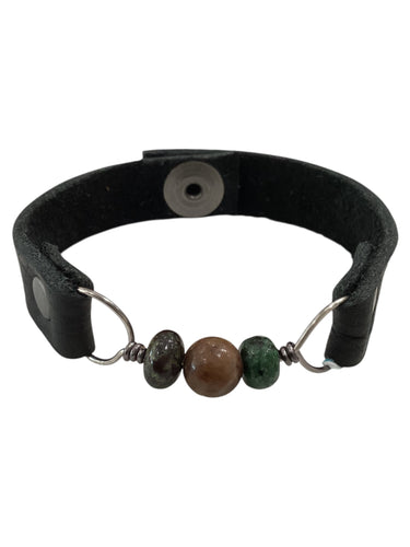 Genuine Leather & Natural Stones Bracelet