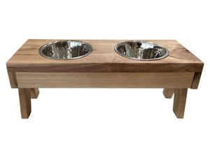 Dog Dish Stand - Large Oak with or without Name Plate