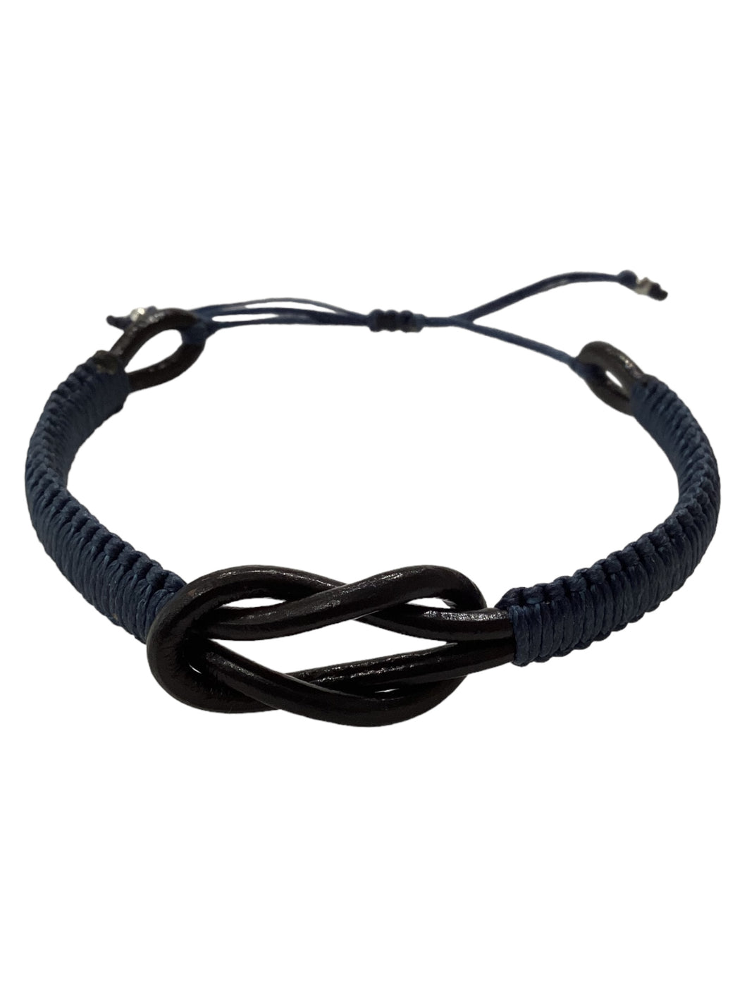 Men's Infinity Knot Leather Bracelet - Navy Blue