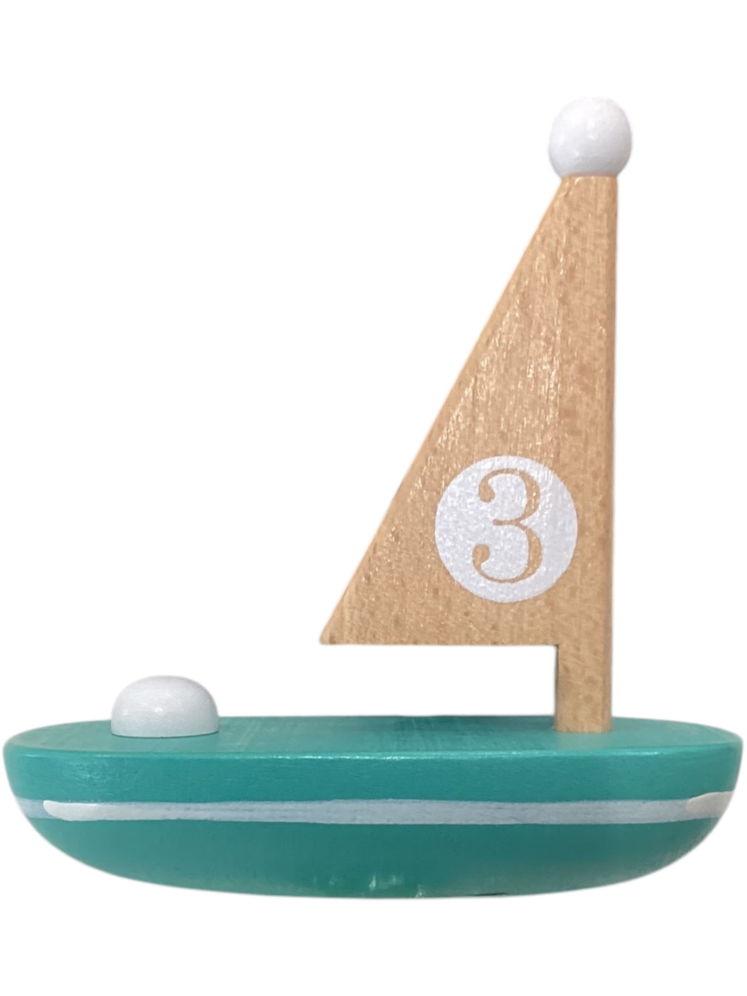 My Lil Wooden Sailboats - #3 White/Teal