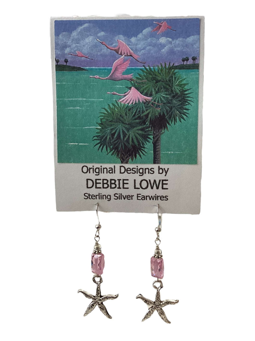 Starfish with Pink Cubic Zirconia Earrings