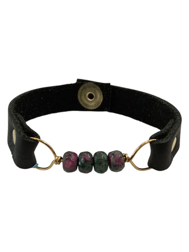 Genuine Leather & Natural Stones Bracelet