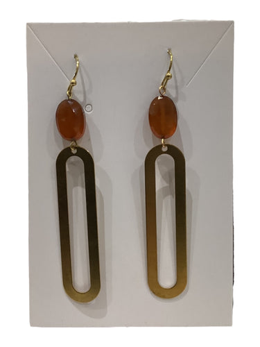 Gemstone Dangle Earrings - Chalcedony/Brass