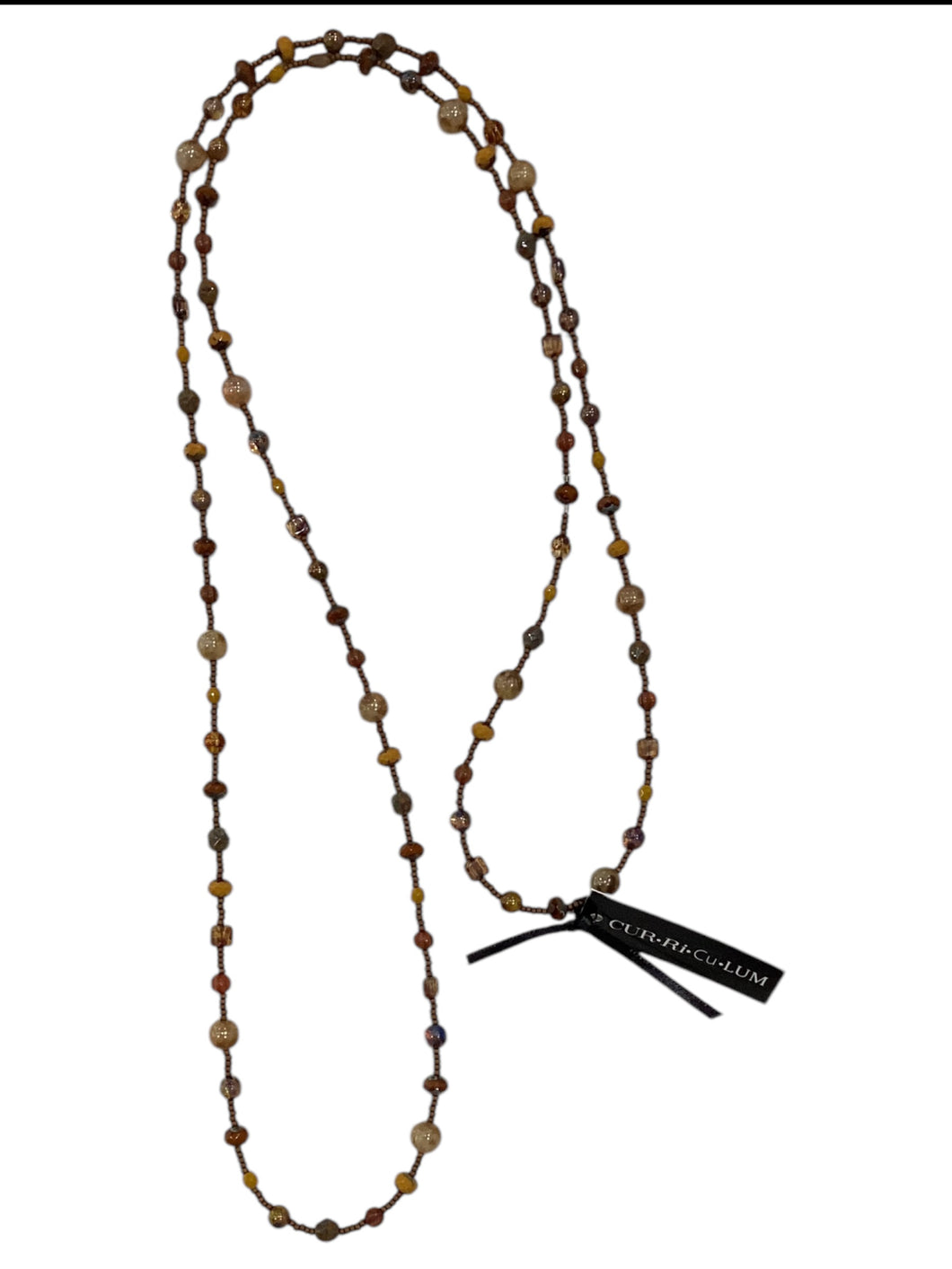 Mixed Warm Tones Czech Glass Wrap Necklace - 45