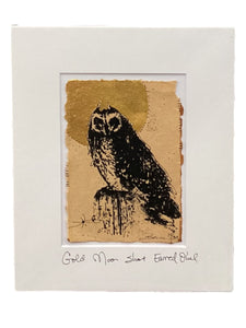 Gold Moon Short Earred Owl - Original - 8" x 10"