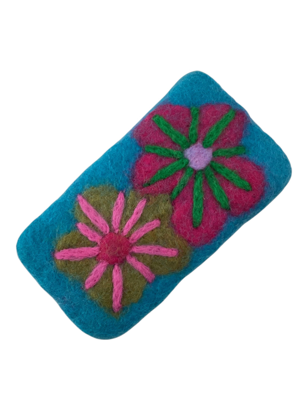 Felted Flower Eyeglass Holder - Light Cyan