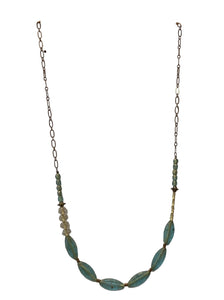 Blue Leaf Necklace - 21"