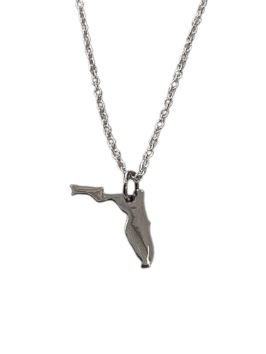 Florida State Map Necklace - Sterling Silver