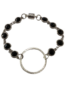 Crystal Bracelet with Circle - Silver/Black