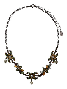 Vintage Necklace - Gold & Green  Flower