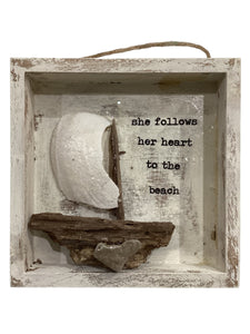 Sailboat Shell Shadow Box - She Follows Her Heart to the Beach