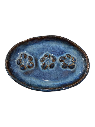 Blue with Flowers Trinket Dish