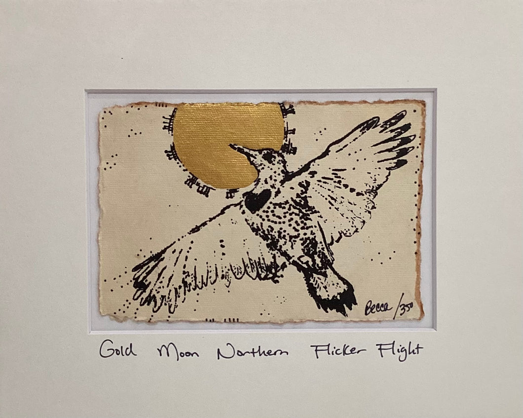 Gold Moon Northern Flicker Flight - Original - 8
