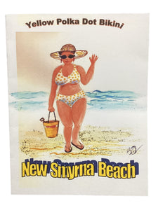 Notecard - Yellow Polka Dot Bikini  - New Smyrna Beach