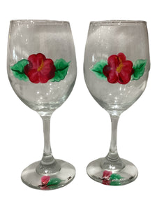 Stemmed Wine Glass Set - Hibiscus