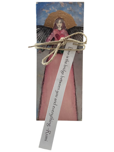 Small Wood Block Angel - Love is the bridge between you and everything. – Rumi