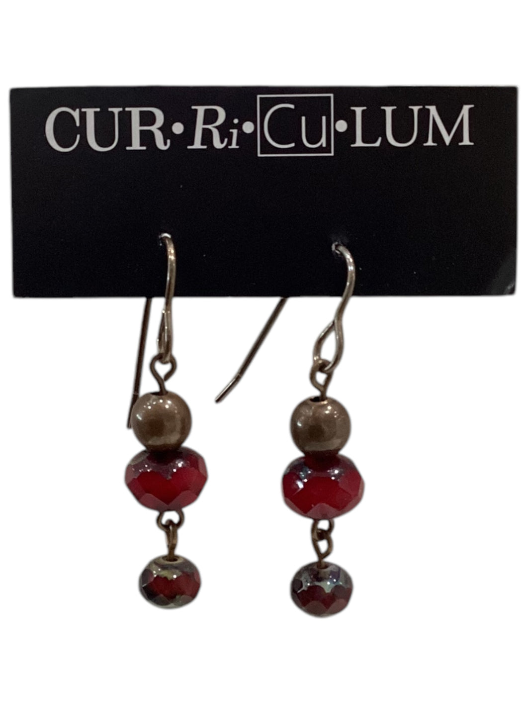 Dark Red Czech Glass Earrings