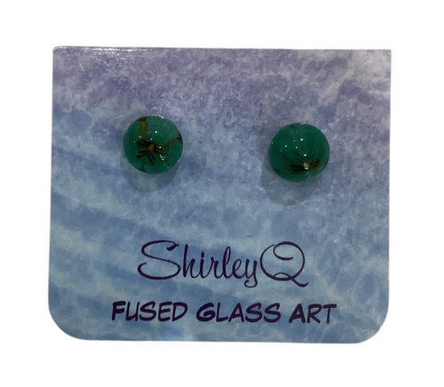 Green Pansy Post Earrings