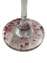 Red Wine Glass with Built-In Coaster - Pink Flecks
