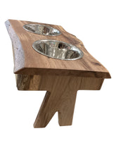 Dog Dish Stand - Medium Oak