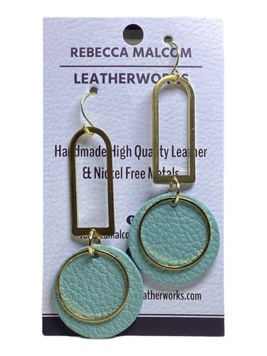 Frame with Circles Earrings - Teal