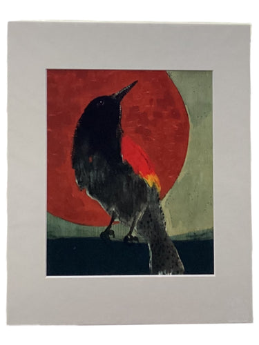 Red Winged Black Bird Copper Moon - Print - 11