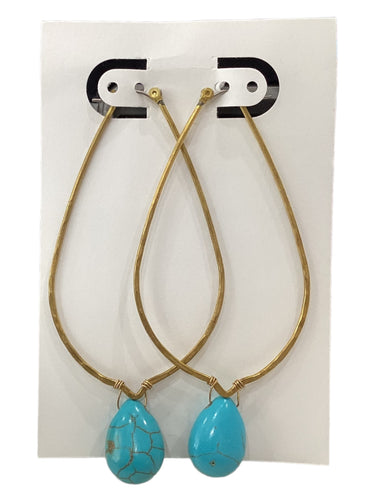 Gemstone Statement Earrings - Howlite/Brass/Stainless Steel