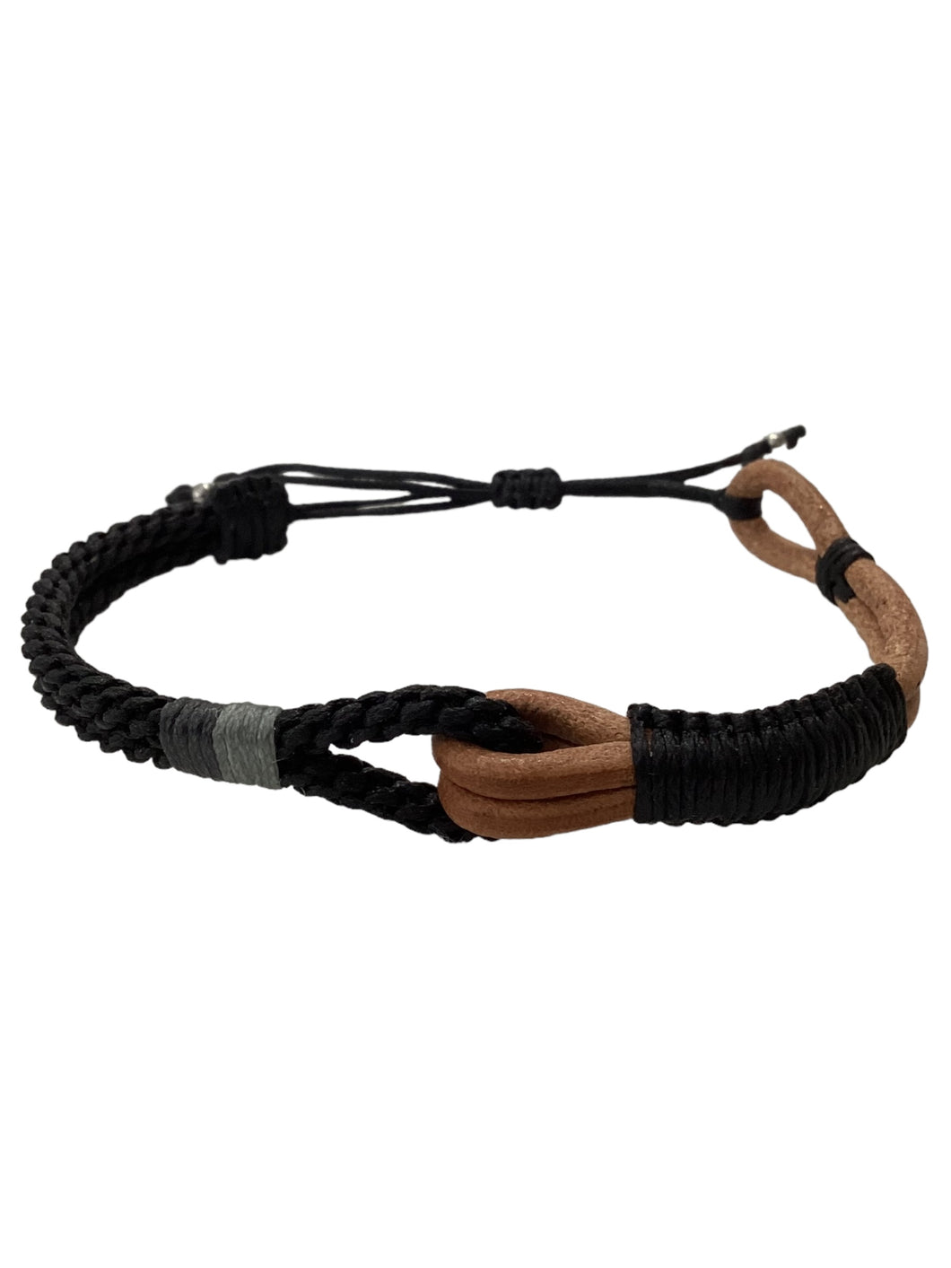 Men's Nautical Leather Bracelet - Black