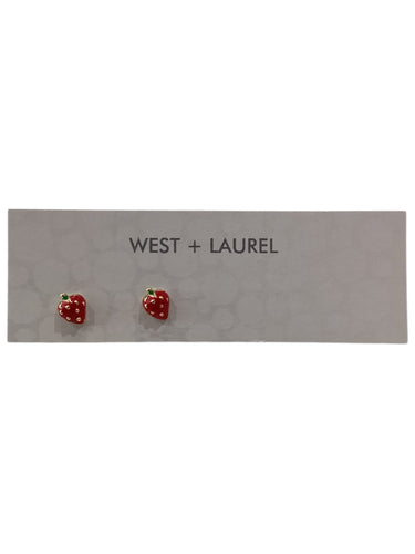 Studs Earrings - Enamel Strawberries