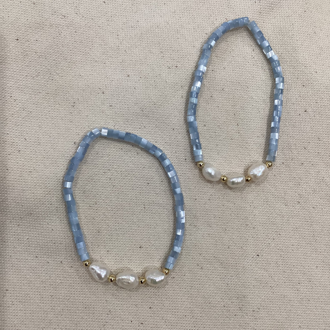 Aqua and Pearl Bracelet